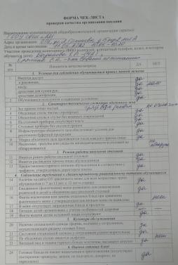 Чек- лист родительского контроля